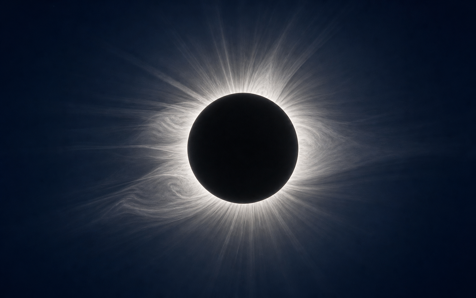Eclipse solar total con la corona blanca visible